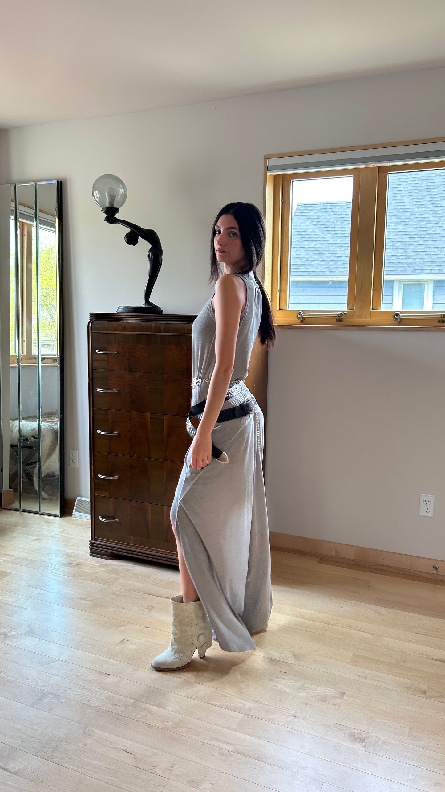 High Low Cotton Jersey Dress