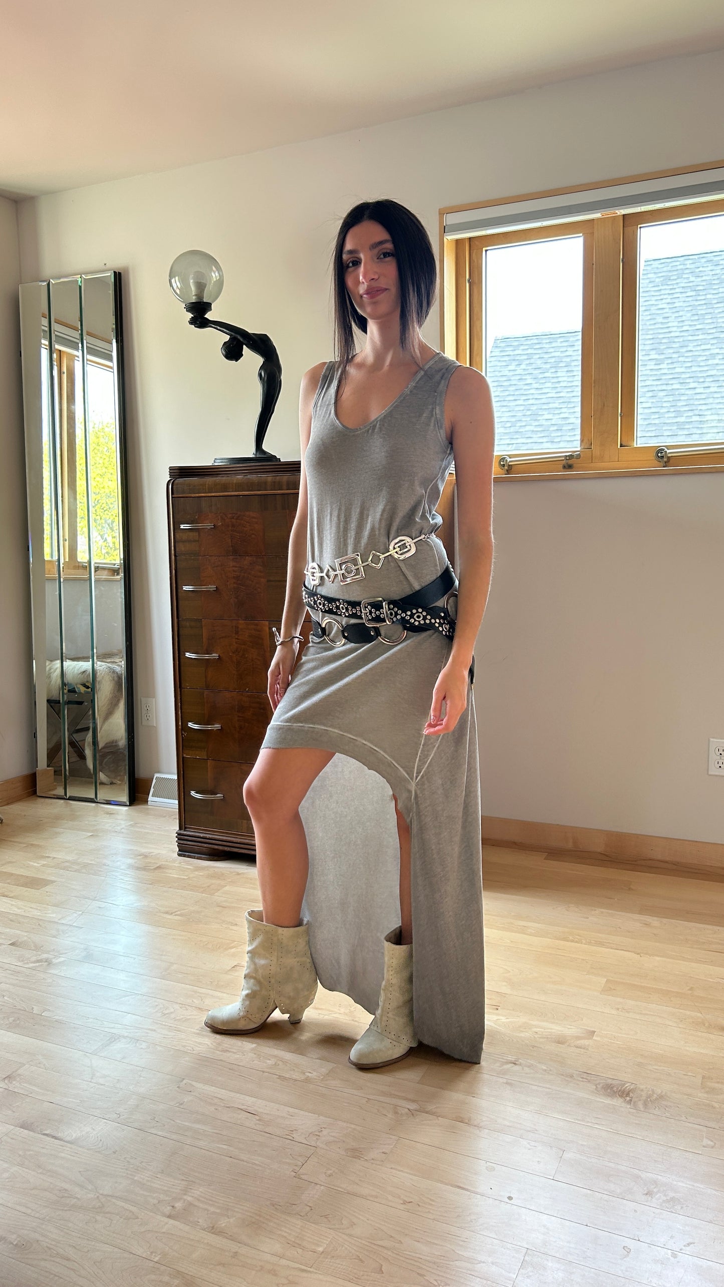 High Low Cotton Jersey Dress