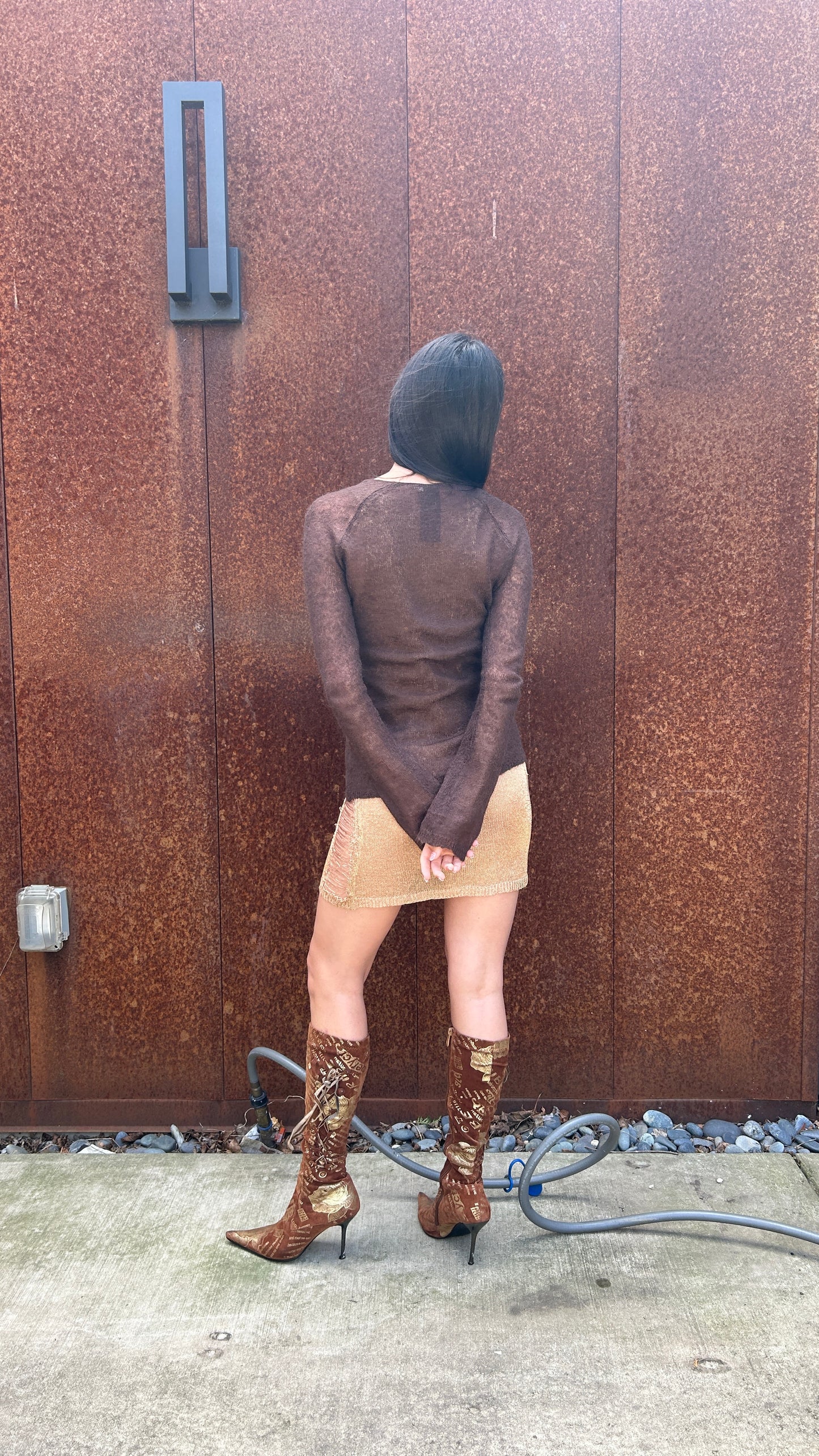Brown Mohair Knit Sweater