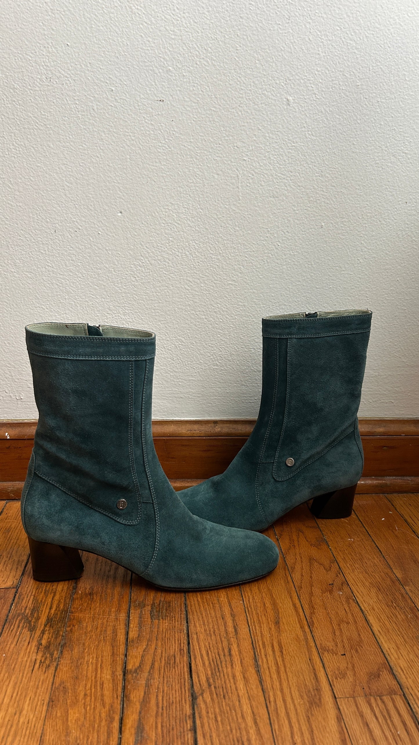 Teal Suede Boots - Size 10