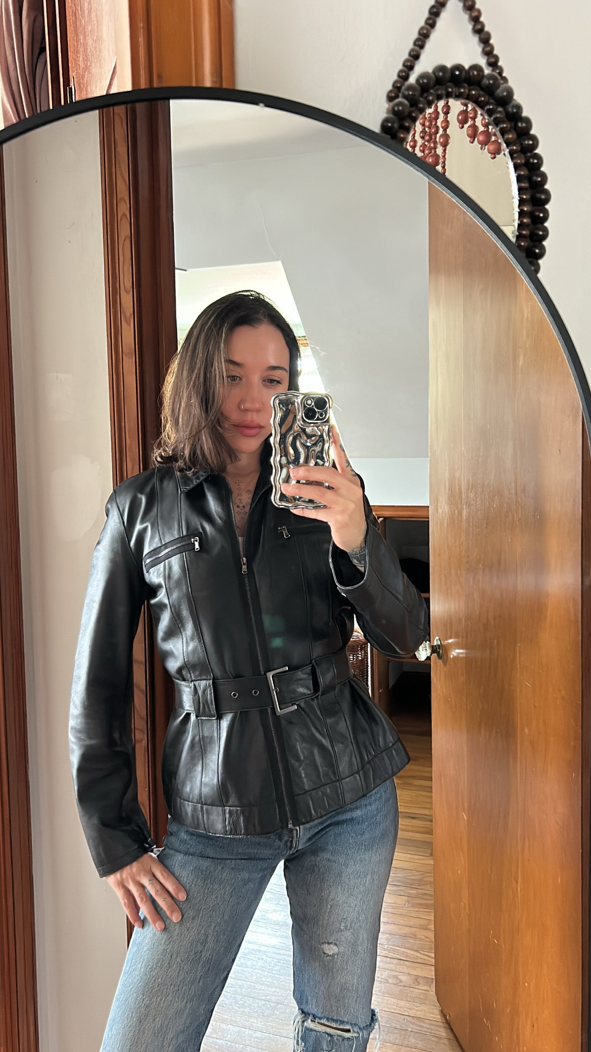 Belted Leather Jacket