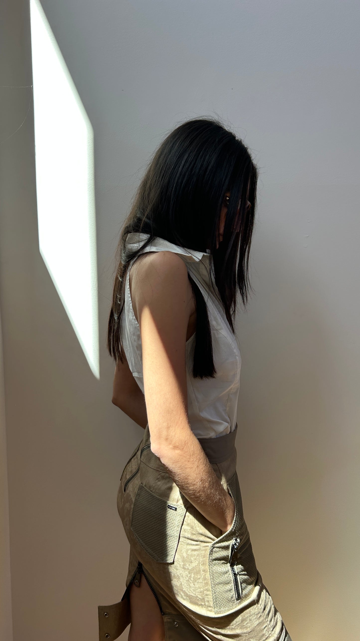 White Cotton Polo Racerback Top