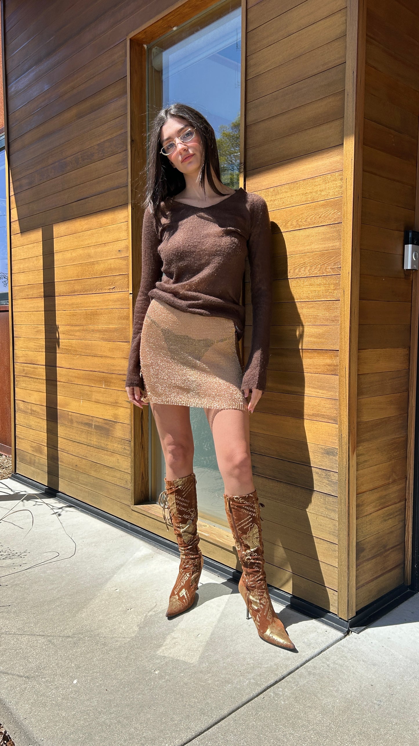 Brown Mohair Knit Sweater