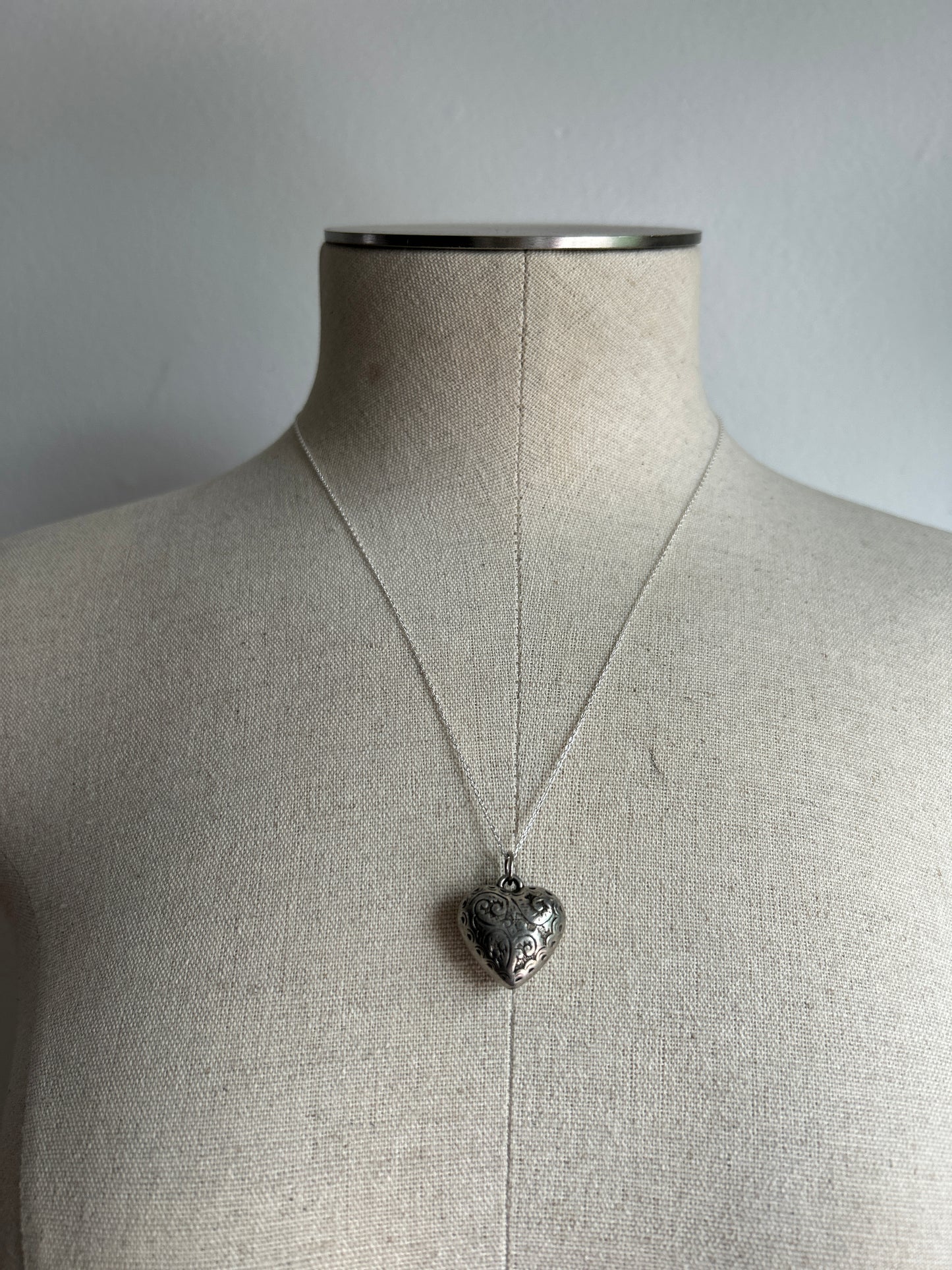 Filagree Puff Heart Necklace
