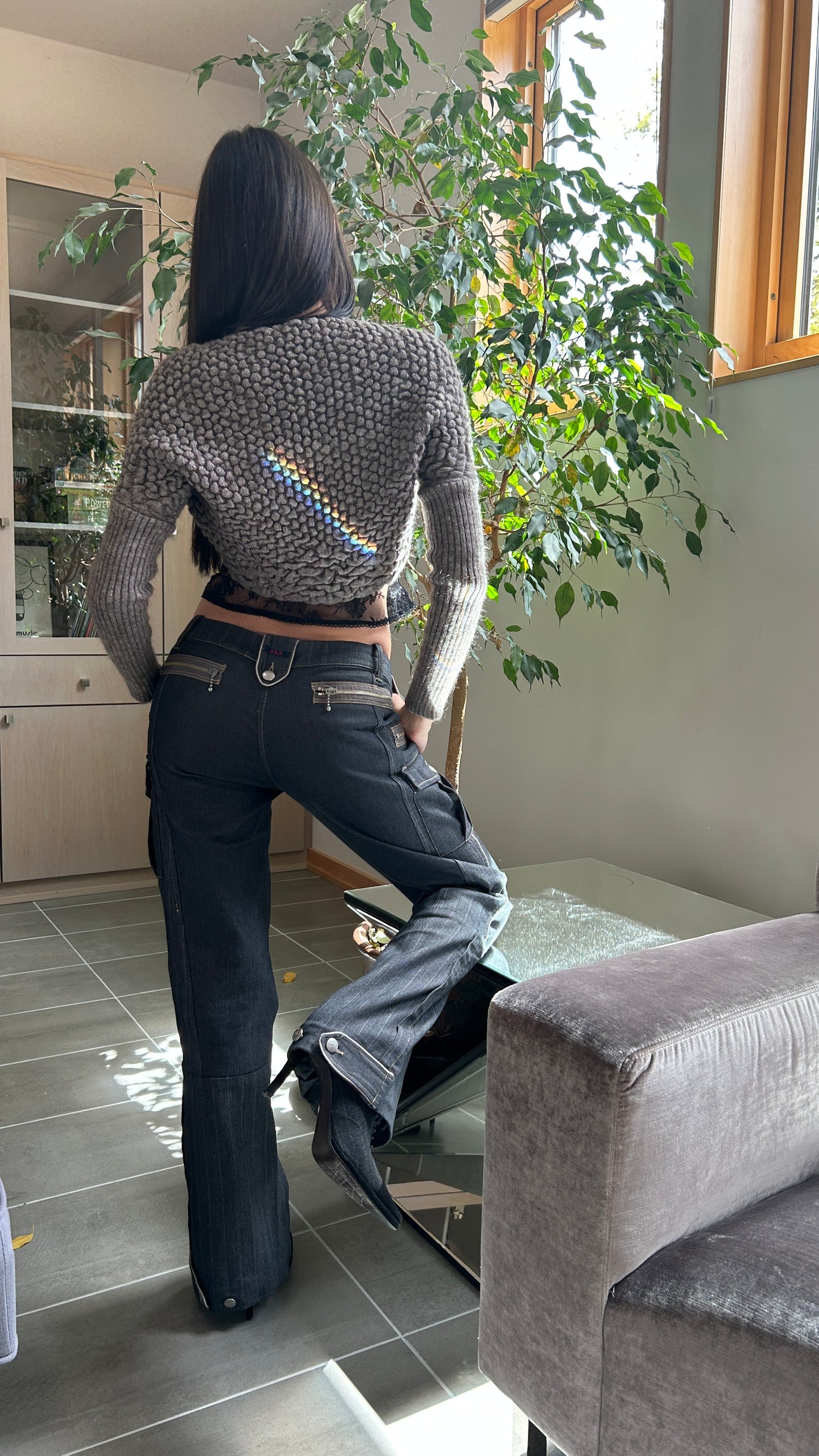 Low Rise Pinstriped Cargo Trousers
