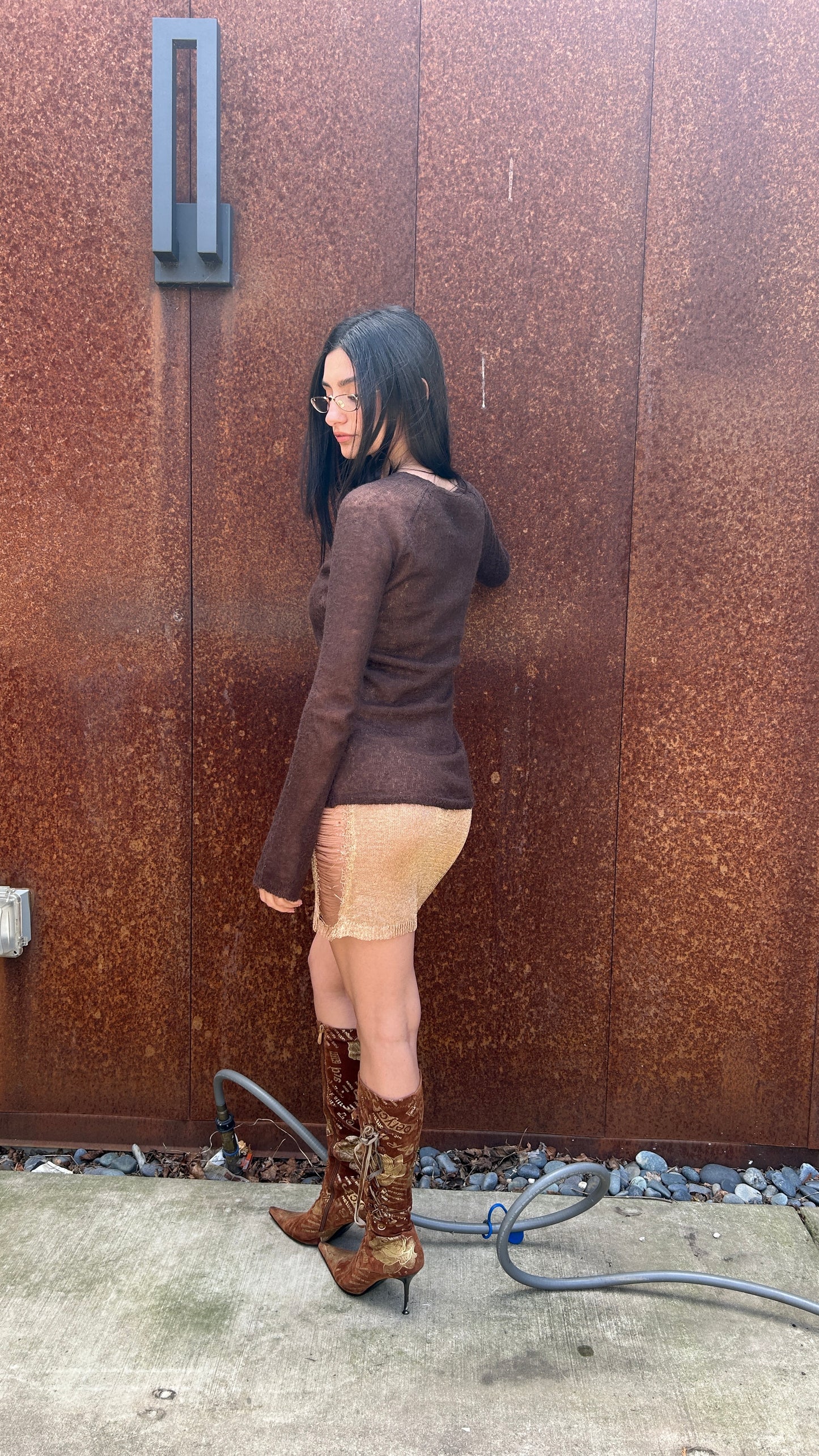 Brown Mohair Knit Sweater