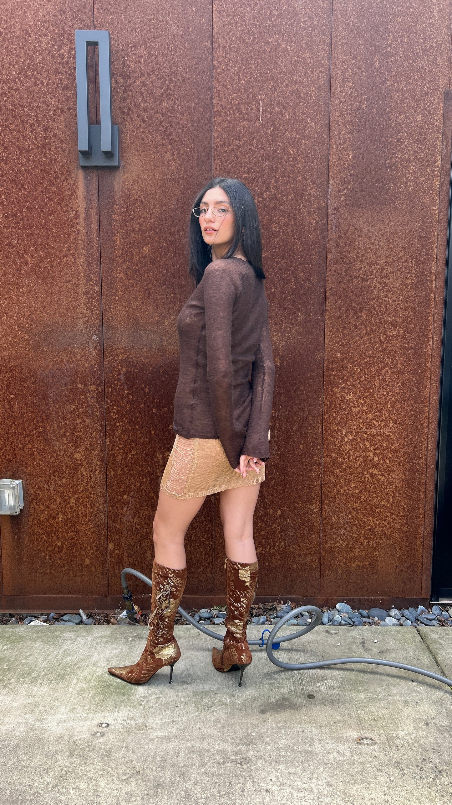 Brown Mohair Knit Sweater