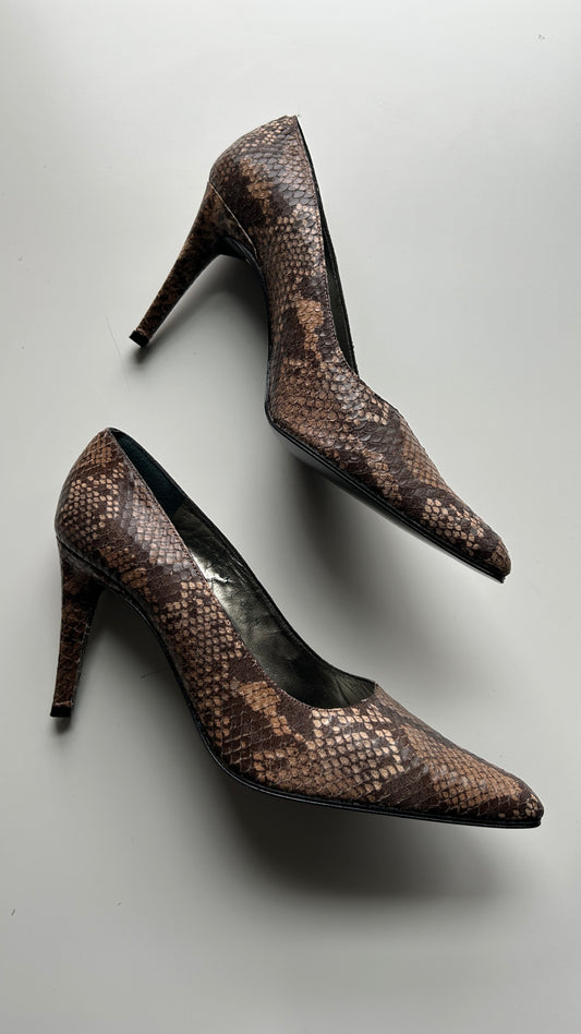 Snakeskin Pointed Toe Heels