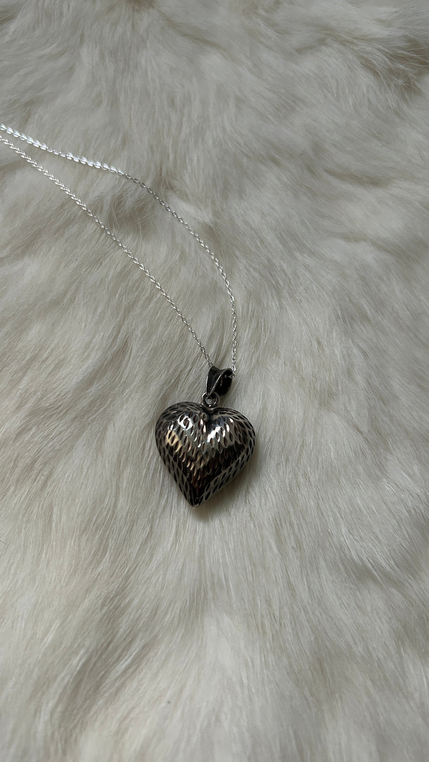 Hammered Puff Heart Necklace