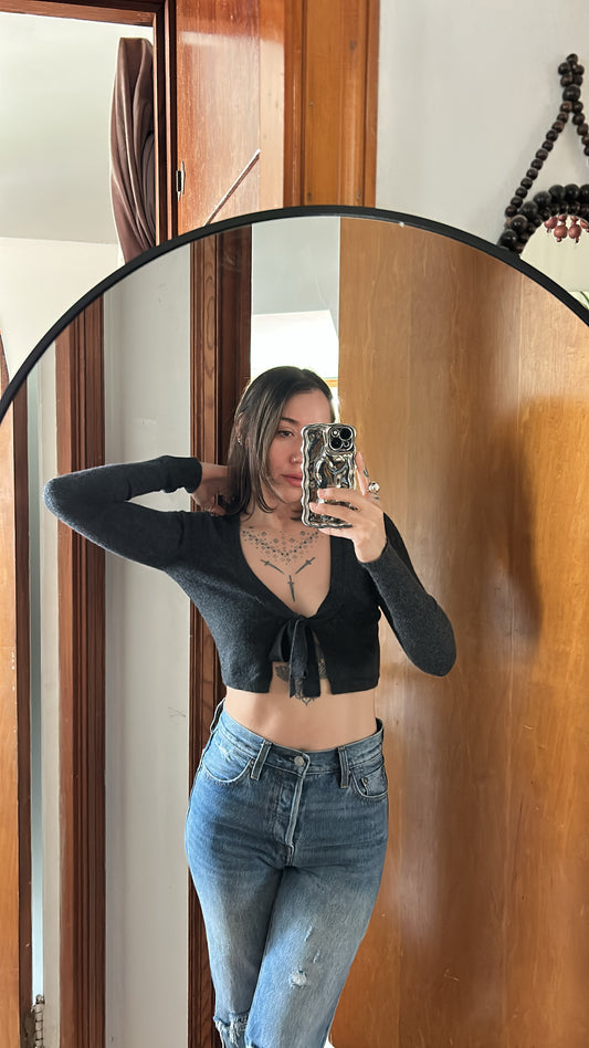 Cashmere Tie Crop Top