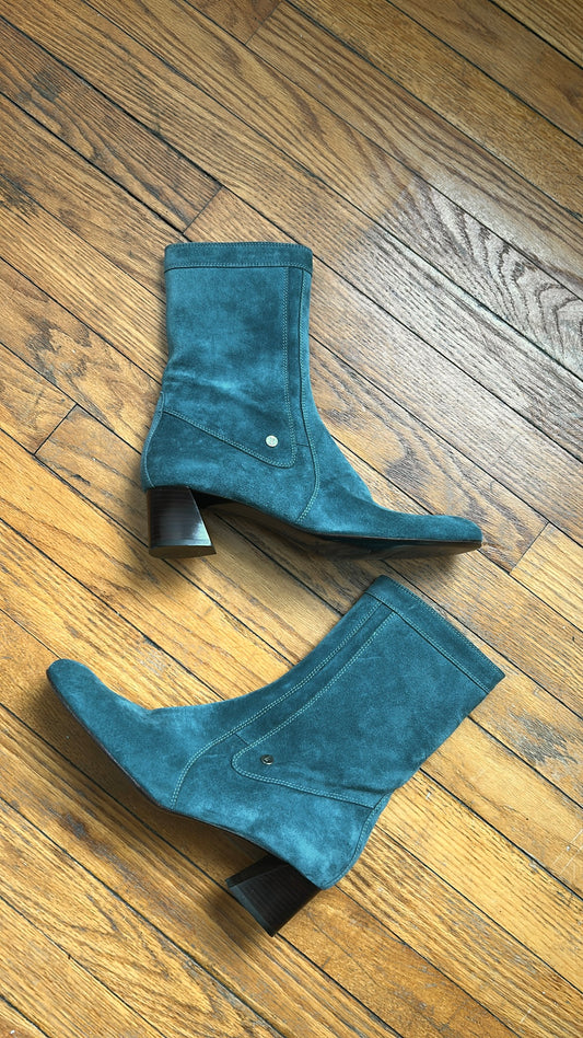 Teal Suede Boots - Size 10