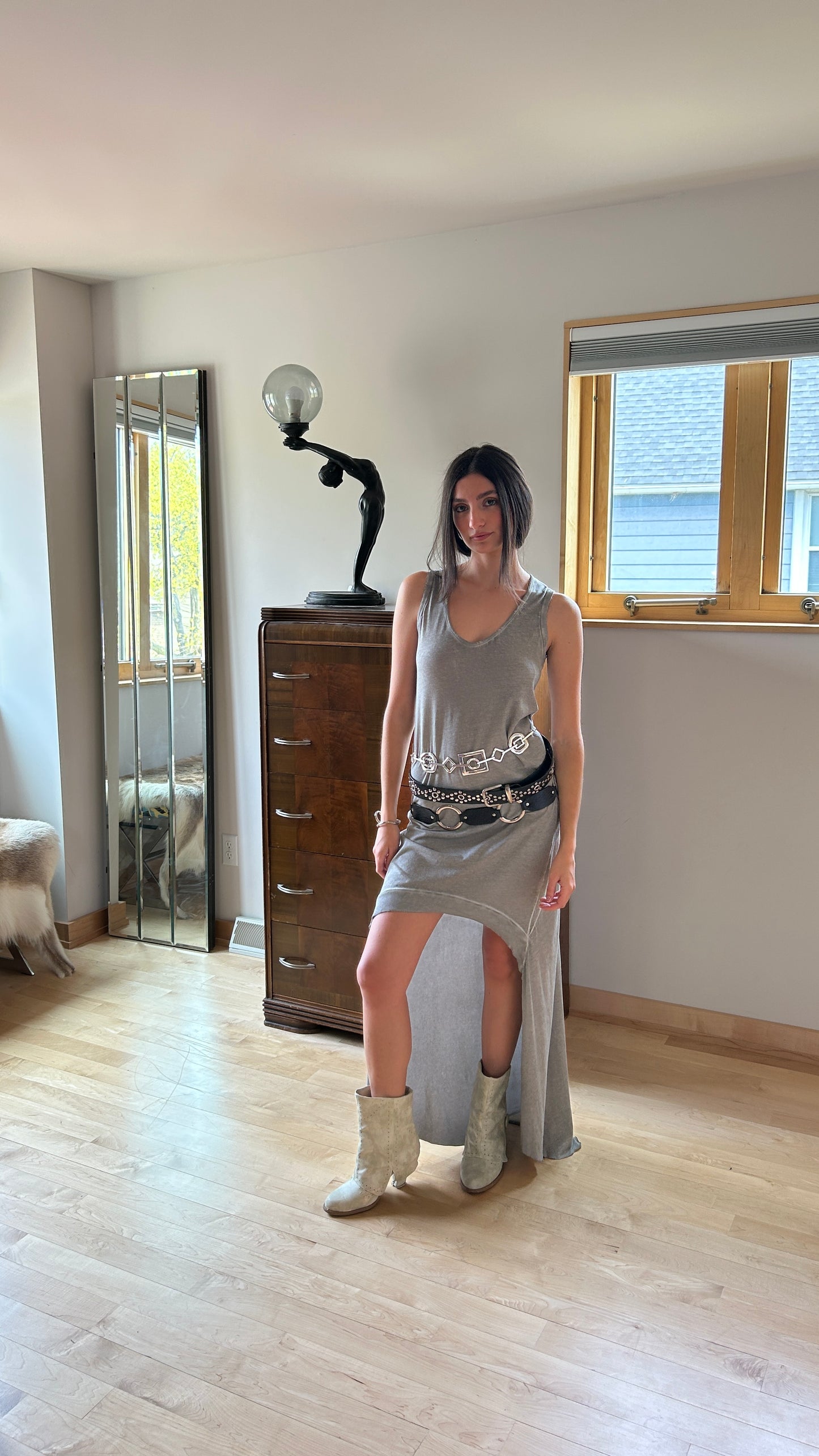 High Low Cotton Jersey Dress