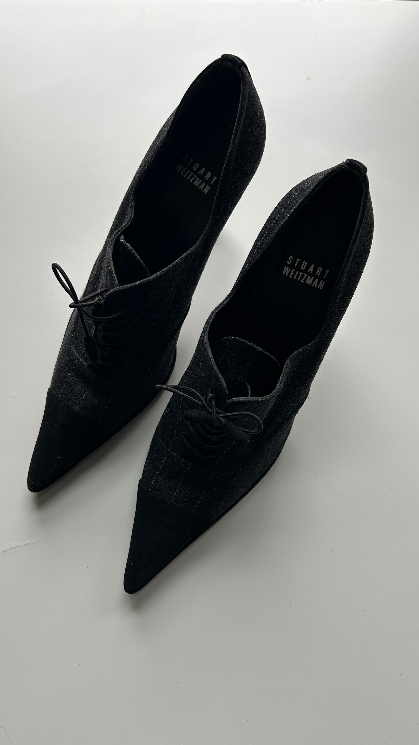 Stuart Weitzman Pinstriped Menswear Pointed Toe Heel